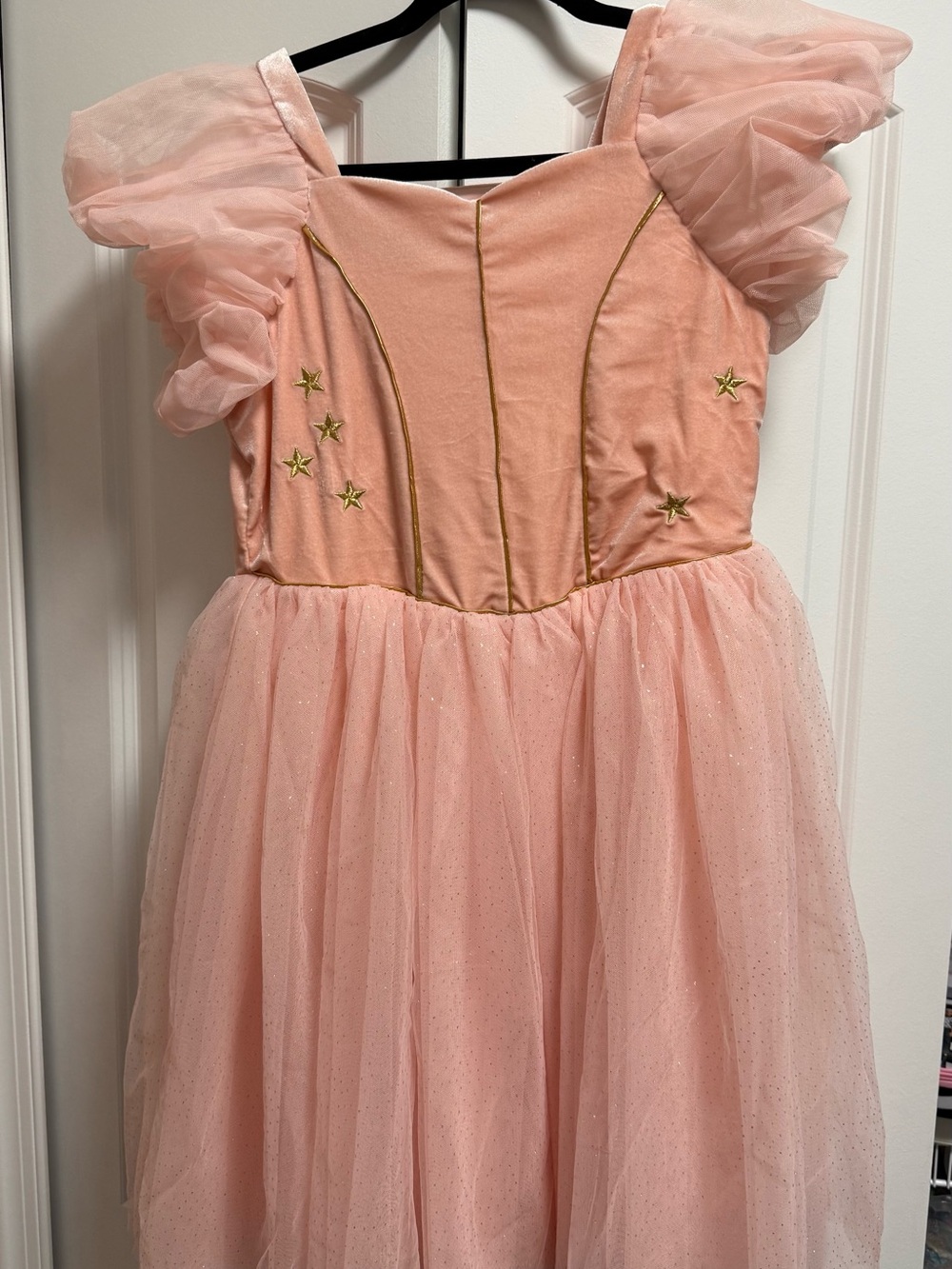Glinda theme Girls Pink Tulle Party Dress with Gold Star Trim size 14